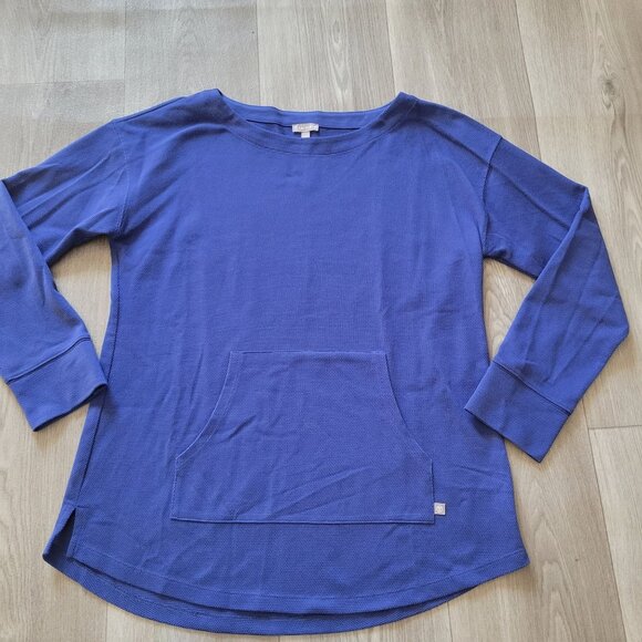 Talbots Womens Blue Knit Long Sleeve Top With Front Pocket & Button Detail - Siz - Picture 2 of 7